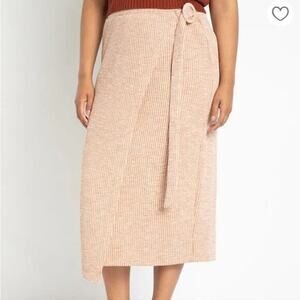 Eloquii tan beige ribbed knit sweater skirt d-ring pull on stretchy plus size 24